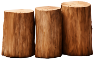 AI generated Wood logs podium cutout png