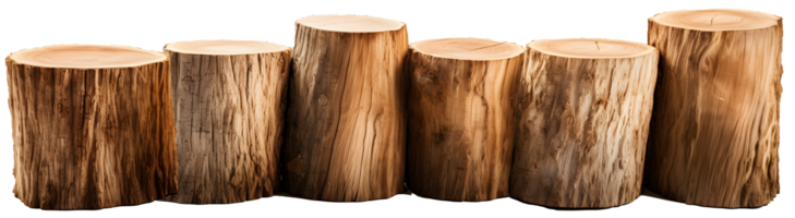 AI generated Wood logs podium cutout png