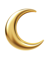 AI generated illustration of 3d gold crescent moon ai generated png