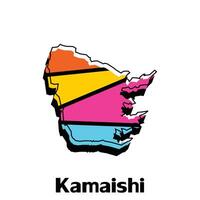 Map of Kamaishi City - japan map and infographic of provinces, political maps of japan, region of japan for your company vector