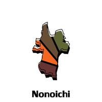 Map of Nonoichi City - japan map and infographic of provinces, political maps of japan, region of japan for your company vector