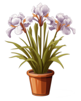 AI generated Illustration of a iris flower in a pot isolated on transparent background png