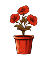 AI generated Illustration of a poppy flower in a pot isolated on transparent background png