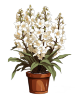 AI generated Illustration of delphinium flower in a pot isolated on transparent background png