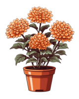 ai généré illustration de aster fleur dans une pot isolé sur transparent Contexte png