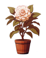 AI generated Illustration of camellia flower in pot isolated on transparent background png