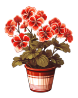 ai genererad illustration av geranium i en pott isolerat på transparent bakgrund png