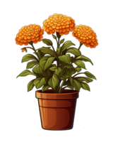 AI generated Illustration of marigold flower in a pot isolated on transparent background png