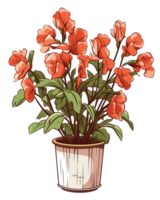 ai gegenereerd illustratie van zoet erwt bloem in een pot geïsoleerd Aan transparant achtergrond png