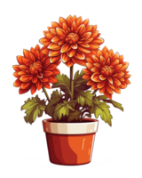 ai genererad illustration av dahlia blomma i en pott isolerat på transparent bakgrund png