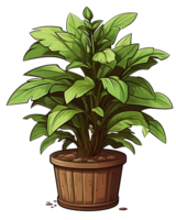 AI generated Illustration of a green flower plant in a pot on a transparent background png