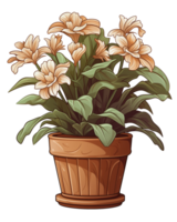 ai genererad illustration av en skön blomma i en pott på en transparent bakgrund png
