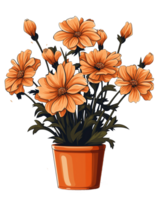 AI generated Illustration of cosmos flower in a pot isolated on transparent background png