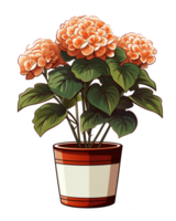 AI generated Illustration of a hydrangea flower in a pot isolated on transparent background png