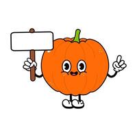 Cute funny Pumpkin with an inscription character. Vector hand drawn traditional cartoon vintage, retro, kawaii character illustration icon. Isolated white background. Pumpkin character