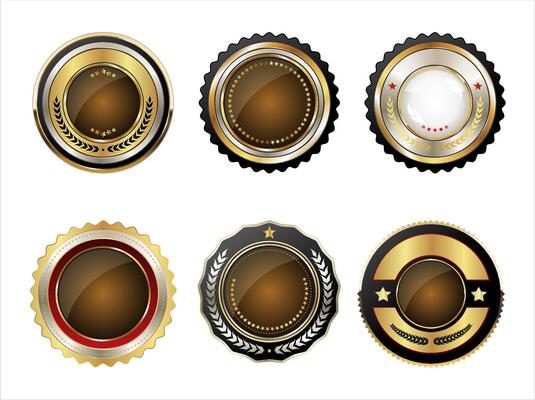 Empty gold and silver  badge collection vector illustration
