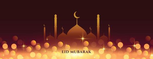 beautiful eid mubarak shiny banner design vector