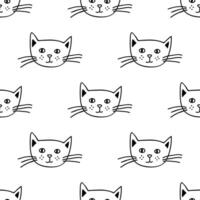 Seamless pattern with cat muzzle doodle for decorative print, wrapping paper, greeting cards, wallpaper and fabric vector