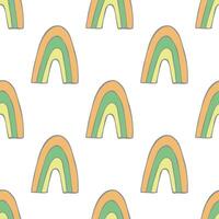 Seamless pattern with rainbow doodle for decorative print, wrapping paper, greeting cards, wallpaper and fabric vector