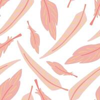 Pink feathers seamless pattern flat design vector