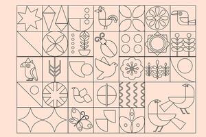 geométrico contorno antecedentes. resumen aves mariposas Bauhaus. sin costura modelo vector