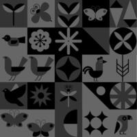 Geometric silhouette background. Abstract birds butterflies. Seamless pattern Bauhaus. vector