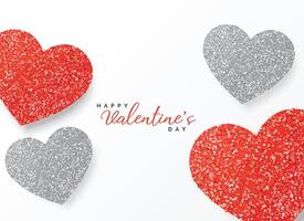 happy valentine's day greeting template glitter design in red and gray color vector