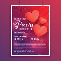 vibrant hearts party flyer for valentines day vector