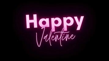 gelukkig Valentijn dag neon geanimeerd in zwart achtergrond video