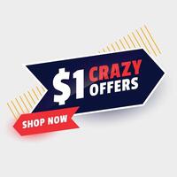 dollar one crazy sale offer banner vector