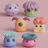 3d rrendered cute head monster perfect for design project photo