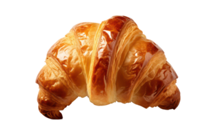 AI generated Fresh french croissant with hot isolated on transparent background. png