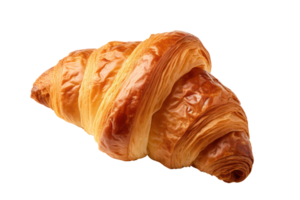 AI generated Fresh french croissant with hot isolated on transparent background. png