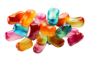 ai genererad faller jellybeans godis faller på transparent bakgrund. png