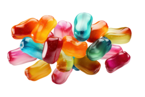 ai genererad faller jellybeans godis faller på transparent bakgrund. png