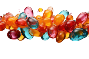 AI generated Falling jellybeans candy falling on transparent background. png