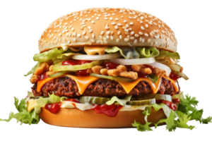 fresco gustoso hamburger su trasparente sfondo. png