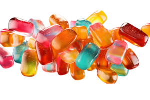 AI generated Falling jellybeans candy falling on transparent background. png