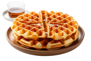 Freshly baked belgian waffles isolated on transparent background. png