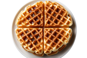 Freshly baked belgian waffles isolated on transparent background. png