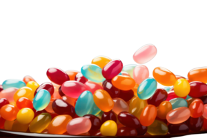 ai genererad faller jellybeans godis faller på transparent bakgrund. png