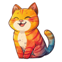 ai generato cartone animato gatto con un' Sorridi su suo viso png