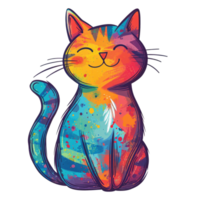 AI generated a cartoon cat sitting down with a smile on its face, cute png