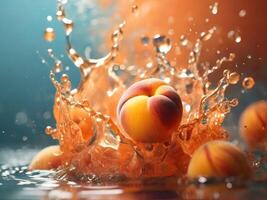 AI generated fruit in water splash photo