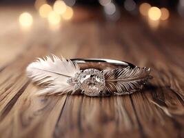 AI generated wedding rings on a table photo
