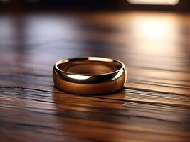 ai generado Boda anillos en el mesa foto