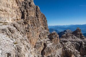 View of the mountain peaks Brenta Dolomites. Trentino, Italy photo