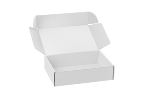 abierto blanco caja de cartón caja aislado en transparente antecedentes. png