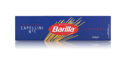 Barilla Capellini num 1 italian pasta on transparent background png