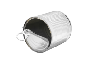 Open an empty tin can isolated on a transparent background png